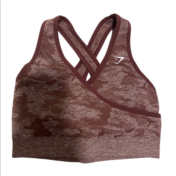 Gymsharks CAMO SEAMLESS SPORTS BRA Berry red M - Picture 3 of 5
